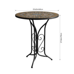Iron Ceramic Round Side Coffee Patio Table Mosaic Design Garden Drinks Tables - thumbnail 2