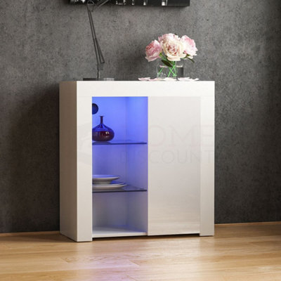 Lassic Vida Designs Azura White 1 Door Led Sideboard Storage Cabinet Cupboard - image 1