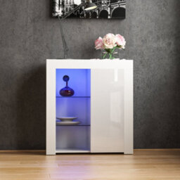 Lassic Vida Designs Azura White 1 Door Led Sideboard Storage Cabinet Cupboard - thumbnail 3