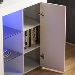 Lassic Vida Designs Azura White 1 Door Led Sideboard Storage Cabinet Cupboard - thumbnail 6