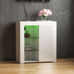 Lassic Vida Designs Azura White 1 Door Led Sideboard Storage Cabinet Cupboard - thumbnail 7