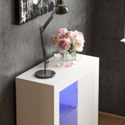 Lassic Vida Designs Azura White 1 Door Led Sideboard Storage Cabinet Cupboard - thumbnail 4