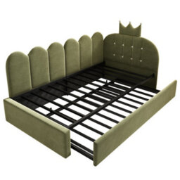 Modernluxe 3Ft Single Daybed, With Pull-Out Bed, Trundle Bed, Sofa Bed, 90 X 190 Cm, With Metal Slatted Frame, Velvet, Green - thumbnail 8