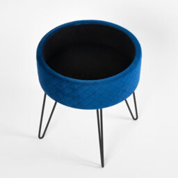 Ohs Matte Velvet Stool Hairpin Round Seat Cushioned Foot Rest - Navy Blue - thumbnail 5