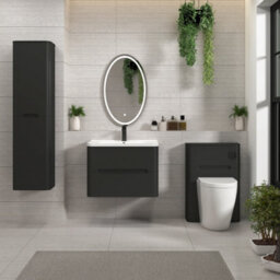 Royal Bathrooms Venice 700mm Matt Nocturne Black Floor Standing Vanity Unit 2 Door With Ceramic Basin - thumbnail 3