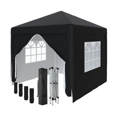 Sundaze Garden Pop Up Gazebo Party Tent Camping Marquee Canopy With 4 Sidewalls Carrying Bag Black 2.5X2.5M - image 1
