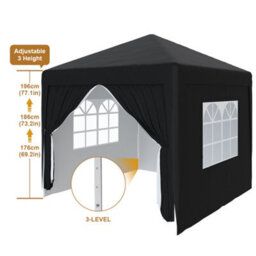 Sundaze Garden Pop Up Gazebo Party Tent Camping Marquee Canopy With 4 Sidewalls Carrying Bag Black 2.5X2.5M - thumbnail 3