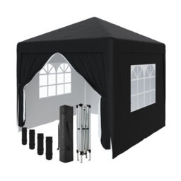 Sundaze Garden Pop Up Gazebo Party Tent Camping Marquee Canopy With 4 Sidewalls Carrying Bag Black 2.5X2.5M - thumbnail 1