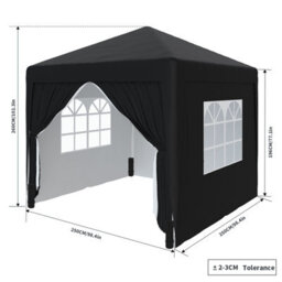 Sundaze Garden Pop Up Gazebo Party Tent Camping Marquee Canopy With 4 Sidewalls Carrying Bag Black 2.5X2.5M - thumbnail 2