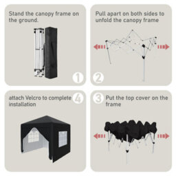 Sundaze Garden Pop Up Gazebo Party Tent Camping Marquee Canopy With 4 Sidewalls Carrying Bag Black 2.5X2.5M - thumbnail 5
