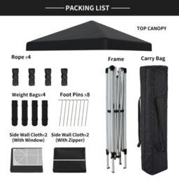Sundaze Garden Pop Up Gazebo Party Tent Camping Marquee Canopy With 4 Sidewalls Carrying Bag Black 2.5X2.5M - thumbnail 6