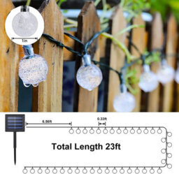 Solar Crystal Ball Lights, 50 Led 7M/24Ft 8 Modes Waterproof Solar Powered Hanging Decor For Garden Patio Wedding Party - thumbnail 5