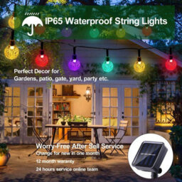 Solar Crystal Ball Lights, 50 Led 7M/24Ft 8 Modes Waterproof Solar Powered Hanging Decor For Garden Patio Wedding Party - thumbnail 4