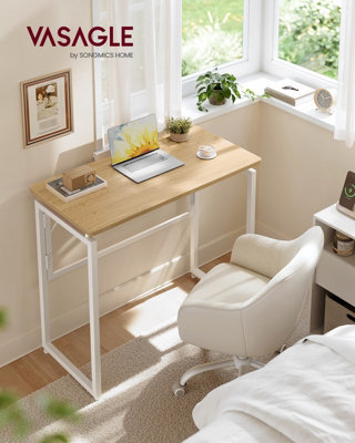 Vasagle Folding Desk, Foldable Computer Desk, One-Piece Desktop Top, Natural Oak - image 1