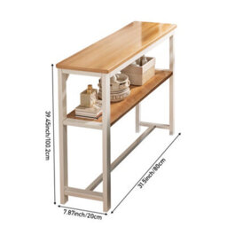 Living And Home 2-Tier White And Oak Narrow Console Table, 100.2Cm (H) - thumbnail 7