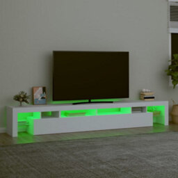Berkfield Tv Cabinet With Led Lights White 260X36.5X40 Cm - thumbnail 4