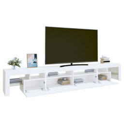 Berkfield Tv Cabinet With Led Lights White 260X36.5X40 Cm - thumbnail 6