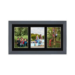 AK Frames 40X20Cm Dark Grey Classic Multi Photo Frame With Black Mount - Holds 3 Apertures (3X) 6X4 Photos - thumbnail 1