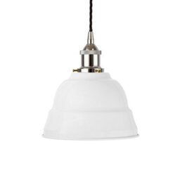 White Lincoln Painted Dome Pendant Light With Nickel Lamp Holder And Black Twisted Cable - Se Home - thumbnail 1