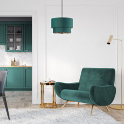 Happy Homewares Modern 10 Forest Green Cotton Double Tier Ceiling Shade With Shiny Copper Inner - thumbnail 7