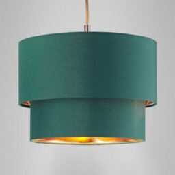 Happy Homewares Modern 10 Forest Green Cotton Double Tier Ceiling Shade With Shiny Copper Inner - thumbnail 6