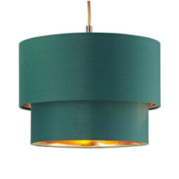 Happy Homewares Modern 10 Forest Green Cotton Double Tier Ceiling Shade With Shiny Copper Inner - thumbnail 1