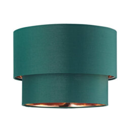 Happy Homewares Modern 10 Forest Green Cotton Double Tier Ceiling Shade With Shiny Copper Inner - thumbnail 2