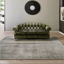 Chesterfield 3 Seater Antique Olive Leather Sofa Settee In Victoria Style - thumbnail 3