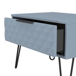Anzio Matt Denim Blue 1 Drawer Non-Extendable Side Table (H)407mm (W)575mm (D)395mm - thumbnail 6