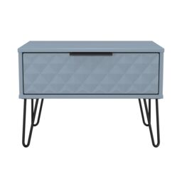 Anzio Matt Denim Blue 1 Drawer Non-Extendable Side Table (H)407mm (W)575mm (D)395mm - thumbnail 2