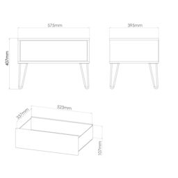 Anzio Matt Denim Blue 1 Drawer Non-Extendable Side Table (H)407mm (W)575mm (D)395mm - thumbnail 7