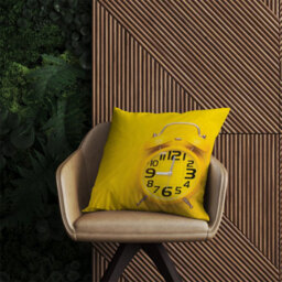 Warren Reed Designer Yellow Alarm Clock Outdoor Cushion 45Cm X 45Cm - thumbnail 2