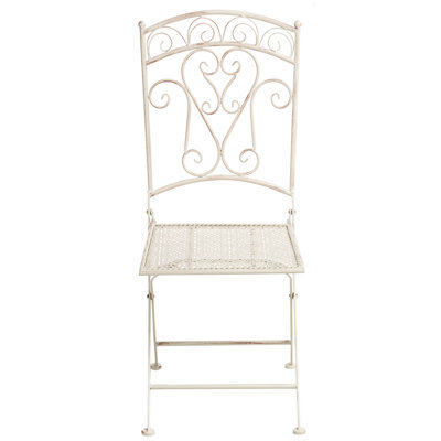 Wyld And Coco Set Of Two Light Beige Folding Vintage Outdoor Garden Chairs - Iron, Foldable, Rust-Resistant (W45 X D45 X H95Cm) - image 1