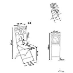 Wyld And Coco Set Of Two Light Beige Folding Vintage Outdoor Garden Chairs - Iron, Foldable, Rust-Resistant (W45 X D45 X H95Cm) - thumbnail 5
