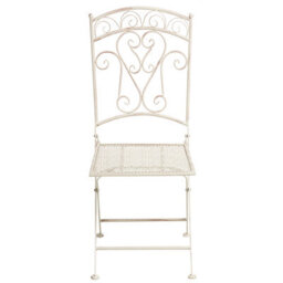 Wyld And Coco Set Of Two Light Beige Folding Vintage Outdoor Garden Chairs - Iron, Foldable, Rust-Resistant (W45 X D45 X H95Cm) - thumbnail 1