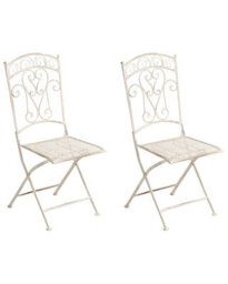 Wyld And Coco Set Of Two Light Beige Folding Vintage Outdoor Garden Chairs - Iron, Foldable, Rust-Resistant (W45 X D45 X H95Cm) - thumbnail 3