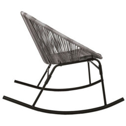 Charles Bentley Zanzibar Rocking Chair Grey Rattan String Seat - thumbnail 3
