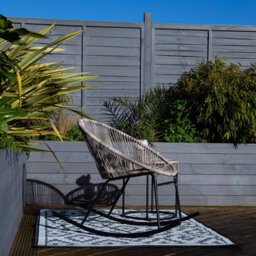 Charles Bentley Zanzibar Rocking Chair Grey Rattan String Seat - thumbnail 4