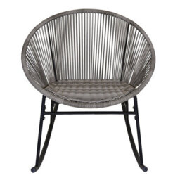 Charles Bentley Zanzibar Rocking Chair Grey Rattan String Seat - thumbnail 2