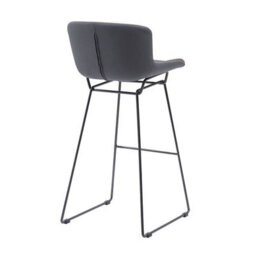 MMT Funiture Designs mmt Bar Stools Set Of 2, Grey Pu Leather, Sleigh Legs & Retro Style For Breakfast Bar, 47.5X50.5X99.5 Cm (Grey) - thumbnail 2
