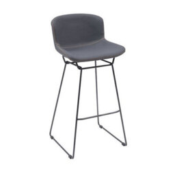 MMT Funiture Designs mmt Bar Stools Set Of 2, Grey Pu Leather, Sleigh Legs & Retro Style For Breakfast Bar, 47.5X50.5X99.5 Cm (Grey) - thumbnail 4
