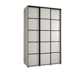 Arte Cannes Iv Modern White Sliding Door Wardrobe 1600mm H2050mm D600mm With Black Steel Handles And Decorative Strips - thumbnail 1