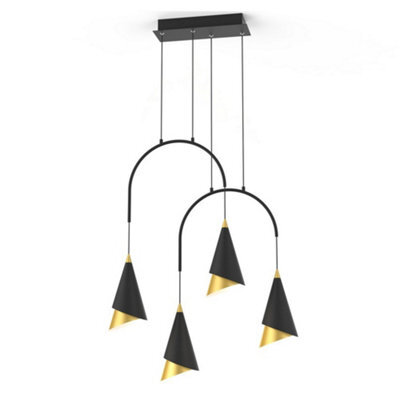 Luminosa Lighting Luminosa Modern Led Hanging Pendant Black, Gold, Warm White 3000K 588Lm