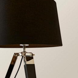 Valuelights Clipper Modern Black Wood And Silver Chrome Tripod Table Lamp With Black Light Shade - thumbnail 4