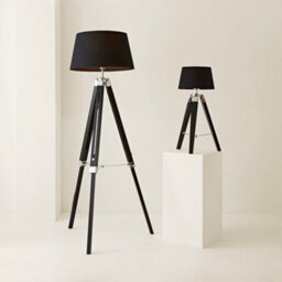 Valuelights Clipper Modern Black Wood And Silver Chrome Tripod Table Lamp With Black Light Shade - thumbnail 6
