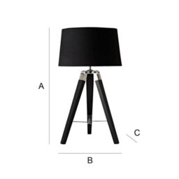 Valuelights Clipper Modern Black Wood And Silver Chrome Tripod Table Lamp With Black Light Shade - thumbnail 8