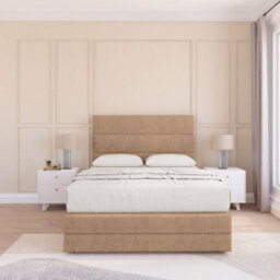"Sloomy 4Ft Monaco Divan Bed Base Sand Naples ,no Drawers, 12"" Footboard & 54"" Floor Standing Headboard - Small Double" - thumbnail 2