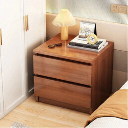 2 Drawer Walnut Bedside Table Cabinet Storage Bedroom Furniture Shelf - thumbnail 6
