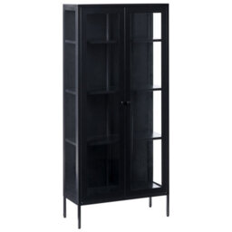 Beliani Glass Display Cabinet With Led Harty Metal 80 Cm Black - thumbnail 4