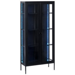 Beliani Glass Display Cabinet With Led Harty Metal 80 Cm Black - thumbnail 1